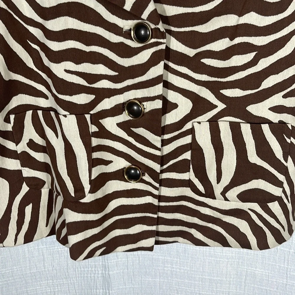 Kate Spade Brown Rose Zebra Safari Jacket size 6‎
